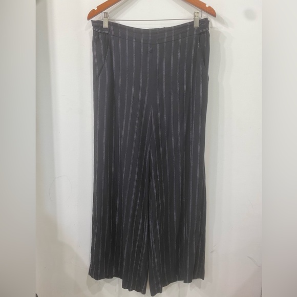 Wilfred Faun Stripe Wide Leg Black/ White Thin Stripe Tie Back Pull on pant L - Picture 6 of 16